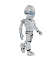 Cute robot with cartoon character walk Royalty Free Stock Photo
